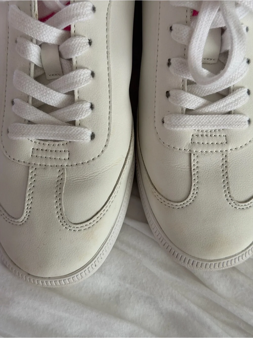 Vintage Havana Crisp White Pink Leather Sneakers Size 7.5